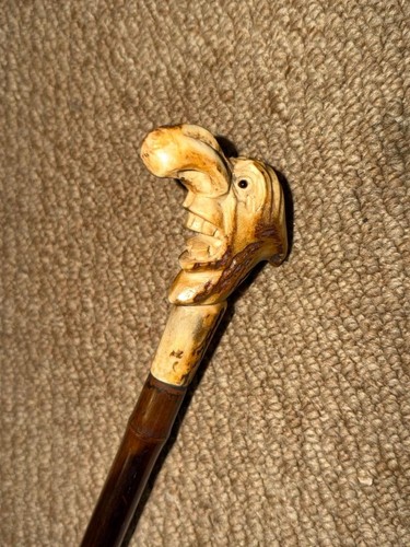 Antique bamboo walking stick - bamboo,